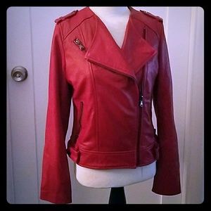 Wilsons Leather jacket - fire engine red!